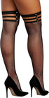 Dreamgirl Women's Fishnet Thigh High Stockings with Strappy Elastic Top Sockshosiery, black, One Size...