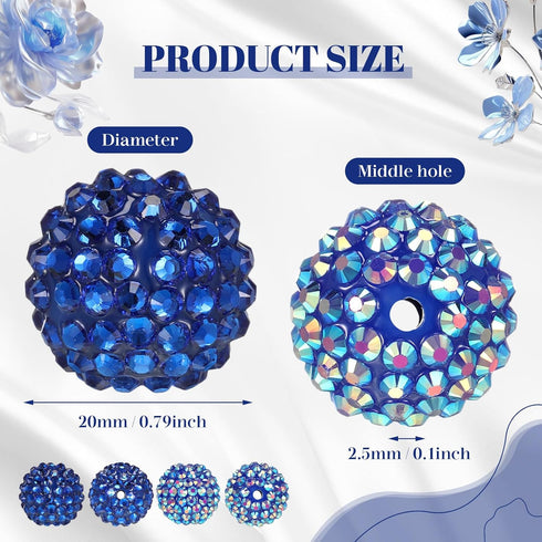 40 Pcs 20mm Rhinestone Beads Crystal Round Disco Ball Beads Bulk Chunky Bubblegum Beads Charms for Christmas DIY Pens Making Jewelry Supplies Craf...