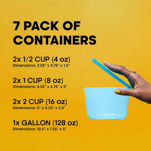 Premium Attached Food Storage Containers, Permanently Attached Plastic Lid, Never Lose & Space Saving Organization (7 Pack)...