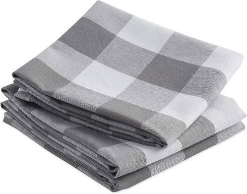 DII Buffalo Check Kitchen Collection, Classic Farmhouse Dishtowel Set, 20x30, Gray & White, 3 Piece...