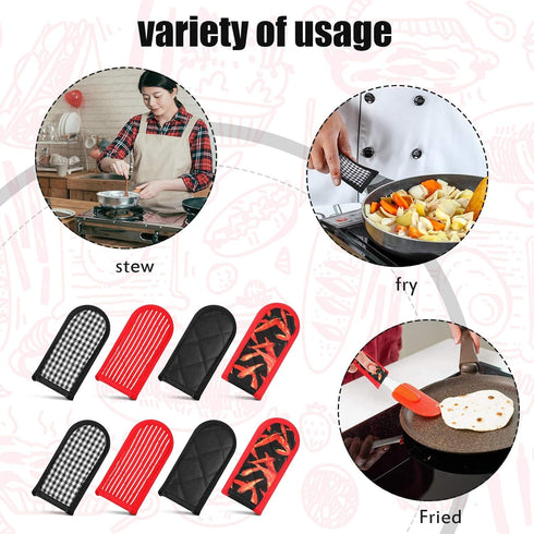 Geiserailie 8 Pieces Pan Handle Sleeve Heat Resistant Pot Sleeve Grip Non-Slip Skillet Pot Holder Machine Washable Cast Iron Handle Cover Cotton A...