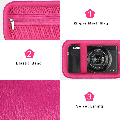 Canboc Camera Case for Canon PowerShot G7 X Mark II/ G7X Mark III Digital 4K Vlogging Camera, Point and Shoot 4K Video Camera Bag, Zipper Mesh Poc...