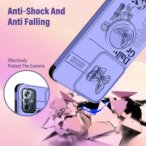 (2in1 for Motorola Moto G Pure Phone Case/Moto G Power 2022 Phone Case/Moto G Play 2023 Case for Women Cute Butterfly Girls Girly Cover Pretty Pur...