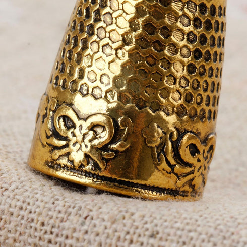 Mtsooning Metal Sewing Thimble, 2PCS Brass Ring Thimbles,Antique Fingertip Shield Quilting Accessories for Embroidery Needlework Knitting DIY Craf...