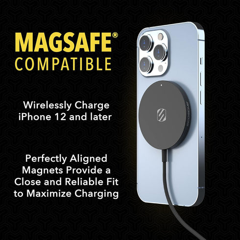 Scosche MSQP Magnetic Wireless Phone Charger, MagSafe Compatible Fast Charging Pad for iPhone 12, 13 and 14, Airpods, Earbuds with Wireless Chargi...