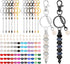 110Pcs Beadable Keychain Bar Set with Colored Beads & A to Z Letter Charms, Beadable Keychains Set Jewelry Making Supplies for DIY Keychain Making...