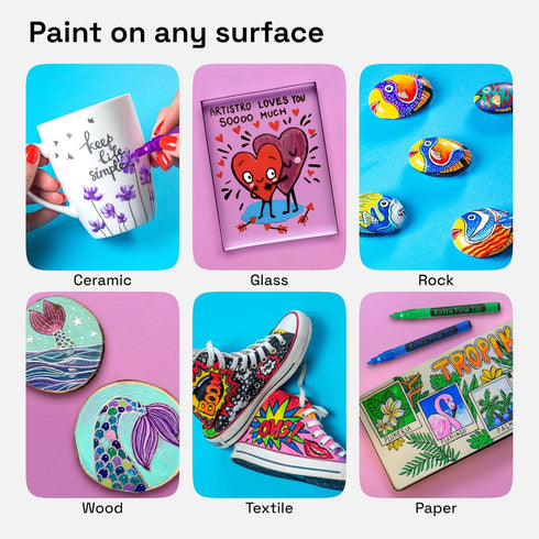 ARTISTRO Acrylic Paint Pens for Rock Painting, Stone, Ceramic, Glass, Wood, Metal, Fabric, Canvas Pebbles. Set of 15 Acrylic Paint Markers Water-B...