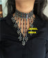 Indian Antique Silver Oxidized Fashion Bollywood Ethnic Mirror Boho Gypsy Banjara Tribal Statement Choker Thread Necklace Jewelry...