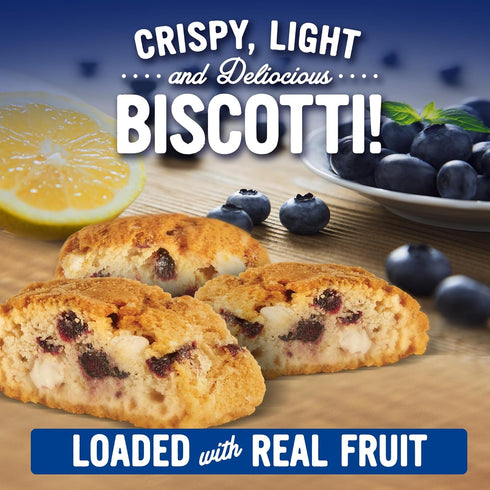 Cooper Street Twice Baked Lemon Blueberry Biscotti Cookies - Light and Crispy Coffee Cookie Bites - Traditional Low Calorie Italian Snacks for Adu...