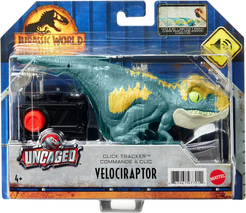 Mattel Jurassic World Dominion Uncaged Click Tracker Velociraptor 'Blue' Dinosaur Action Figure, Toy Gift with Interactive Motion and Sound, Click...