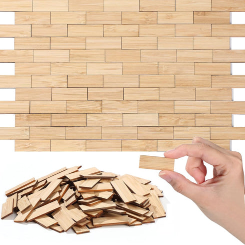 200 Pcs Miniature Dollhouse Flooring Mini Wooden Dollhouse Floor Boards 1 12 Scale Dollhouse Accessories Geometric Bamboo Doll House Furniture Woo...