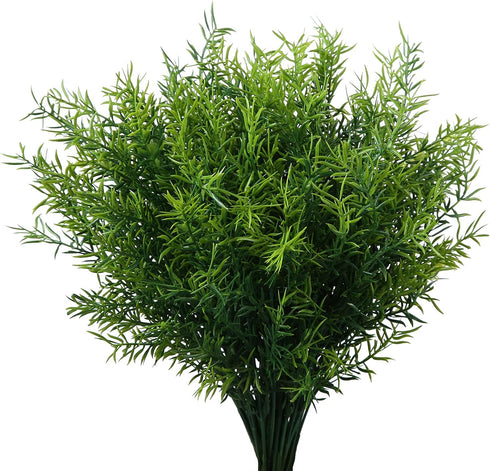 Artificial Plants Flowers Grass Shrubs 8 Pack No Fade Faux Plastic Flowers Outdoor for Farmhouse Garden Porch Patio Indoor Wedding Decoration Gree...