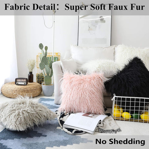 Home Brilliant Fur Pillow Covers 18x18 Decorative Throw Pillow Covers Fluffy Throw Pillows for Couch, Set of 2, 18 inch, White...