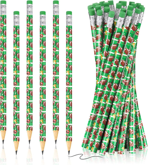 36 Pieces Football Pencils Football Party Favors Unsharpened Football Printed Wooden Pencils with Eraser Sports Themed Fun Drawing Pencils for Foo...