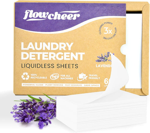 Detergent Sheets - 120 Loads 60 Sheets, Powerful with Bio-enzymes and Plant-Based, Travel Laundry, Eco Friendly Laundry Clean Strips for HE Machin...