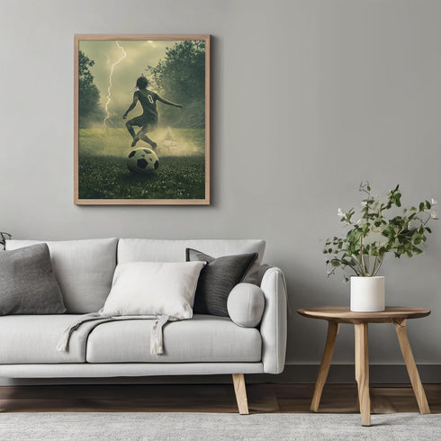 Posterizer 1 pcs-football-soccer match with storm clouds and lightning 1-Sports & Hobby Art Gifts for sports fans Decor for Home & Office- unframe...