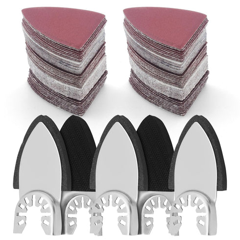 130 Pcs Oscillating Tool Sanding Pads Kit, 5 Pcs Finger Sanding Pads & 125 Pcs Finger Sandpaper Including 60/80/120/180/240 Grits, 40mm Finger San...