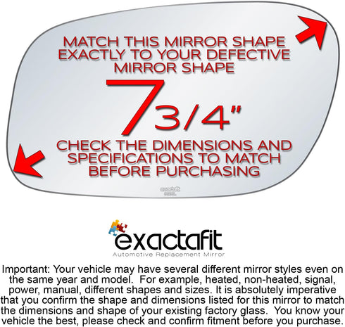 exactafit 8128L Driver Side Mirror Glass Replacement Repair Compatible With 1998-2011 Lincoln Town Car...