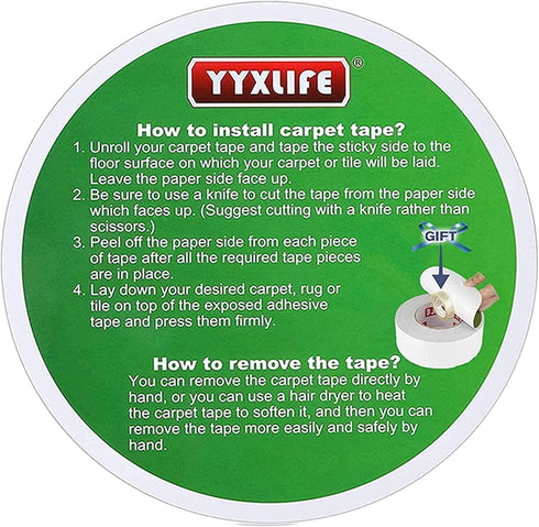 YYXLIFE Double Sided Removable Rug Tape - Carpet Adhesive for Hardwood Floors,Non Slip Anti Curling Floor Tape for Area Rugs,Mats,Carpets - No Res...