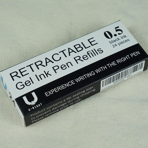 24 Pcs Retractable Black Gel Ink Refills, 0.5 mm Point Black Ink...