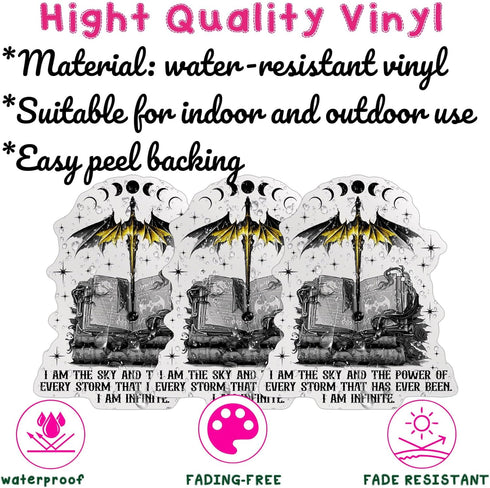 (3PCS) Fourth Wing Inspired Sticker Dragon Rider Sticker Fantasy Books Bookish Kindle Decal I Am The Sky 3" Die-Cut Waterproof Vinyl Sticker for W...