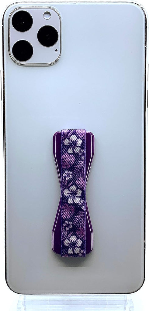 LOVEHANDLE Universal Phone Grip for Most Smartphones, Mini Tablets and Cases, Hibiscus Purple Design Elastic Strap with Purple Base, lh-01-hibiscu...