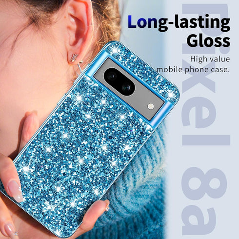 Glitter Case for Google Pixel 8A Phone Case for Women Girls, Slim Ultra Thin Matte Back Shockproof Protective Cover for Google Pixel 8A 5G 6.1-inc...