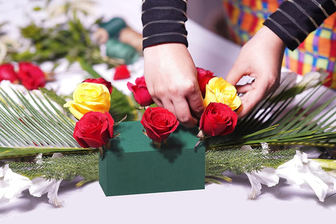 Pack of 6 Dry and Wet Floral Foam Blocks for Fresh and Artificial Flowers, Each (7.8” L x 3.5” W x 2.4” H), for Wedding, Birthdays, Home, Office, ...
