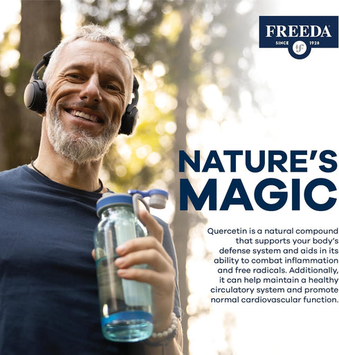 FREEDA Quercetin 500mg - Pure Quercetin Supplement for Immune & Histamine Support - Vegan Bioflavonoid Vitamin - Quercetin Flavonoid Supplements &...