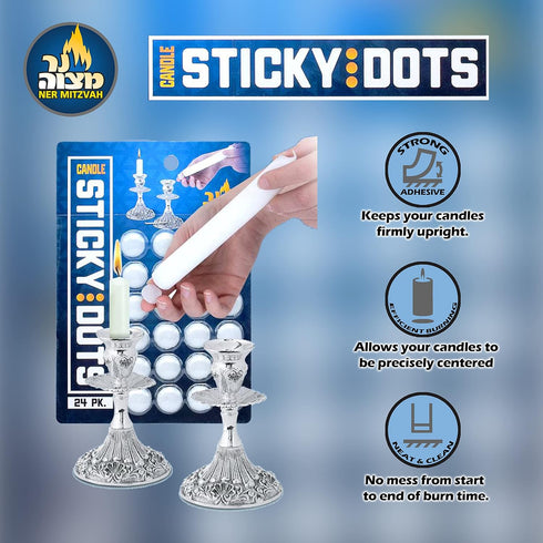 Ner Mitzvah Candle Sticky Dots - Candle Wax Dots - Candle Accessories - 48 Dots...