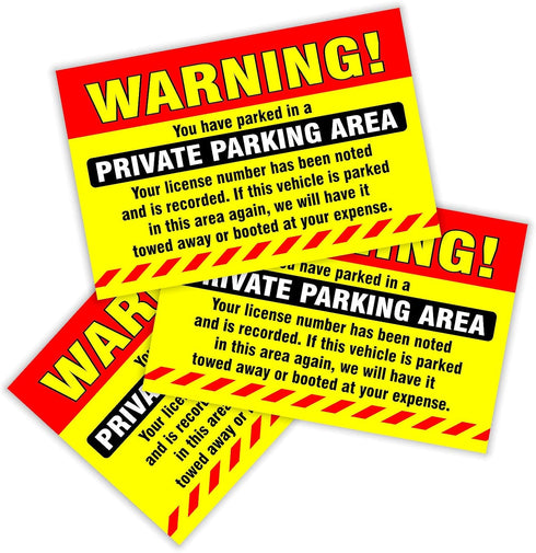 Private Parking Stickers (Pack of 50) Reserved No Permit Area Violation Warning Notice Vehicle is Illegally Parked - Large Size 6" X 9" – Yellow...