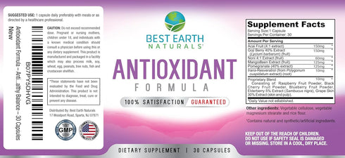 Best Earth Naturals Antioxidant Supplement with Pomegranate, Mangosteen, Goji Berry Capsules for Immune Support - 30 Day Supply...