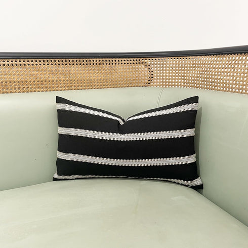 Slow Cow Decorative Rectangular Throw Pillow Cover Textured Lumbar Accent Cushion Cover for Couch Sofa 12 x 20 Inches Black Mixed Off White...