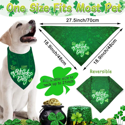 St Patrick's Day Dog Costume 3Pack Pet Clothe Leprechaun Top Hat Reversible Dog Bandana Dress for Meidum Dogs Cat Irish Festive Outfit Accessories...