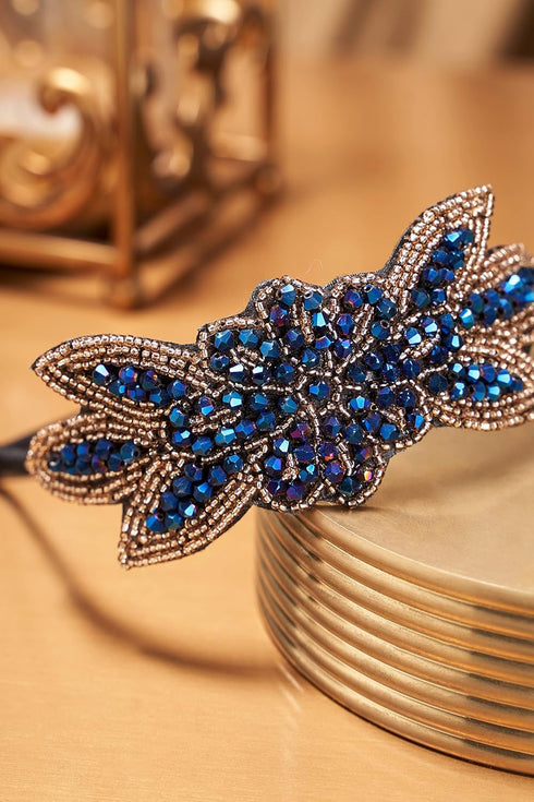 BABEYOND Flapper Headband 1920s Headpiece - Art Deco Headpiece Rhinestone Hair Accessories for Women (Style2-Blue)...