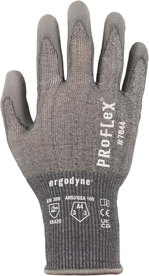 Ergodyne unisex adult ANSI A4 PU Coated CR Gloves, Gray, Extra Large US...