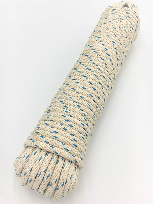 GREAT WHITE BLUTRACE® SASH Cord #10 Made in USA, 5/16" x 100ft. Hank, Cotton Tie Down Camping, Clothesline, Rigging, Crafts, Theatre, Window Repla...