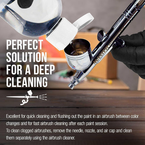U.S. Art Supply 4oz Airbrush Cleaner - Fast-Acting Cleaning Solution for Water-Based Mediums, Acrylic Paint, Makeup - Air Brush Cleaner for Clogge...