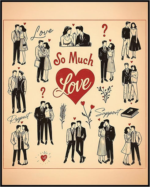 Posterizer 1 pcs-Retro Preppy Aesthetic So much love Poster-Retro Art-Romantic Art-Living Room Bedroom Decor- unframed wall art...