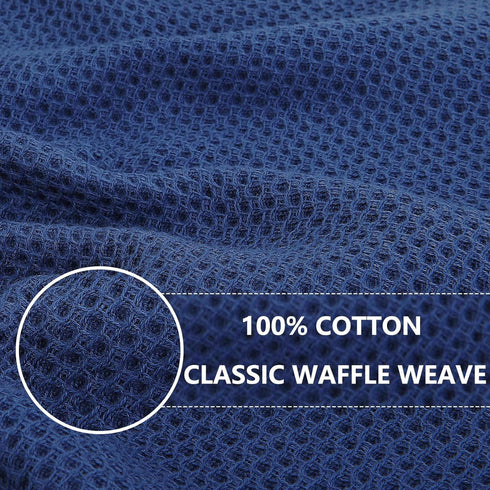 Homaxy 100% Cotton Waffle Weave Kitchen Dish Towels, Ultra Soft Absorbent Quick Drying Cleaning Towel, 13 x 28 Inches, 4-Pack, Navy Blue...