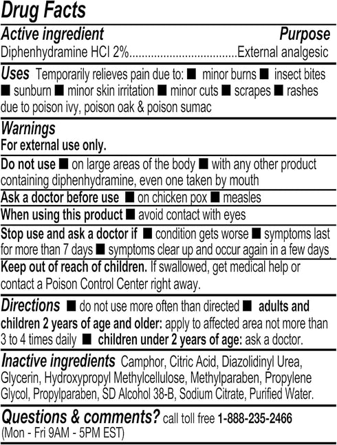 Extra Strength Itch Relief Gel, Diphenhydramine HCl 2% Topical Analgesic, Relives Itching and Pain for Bug Bites, Rashes, Poison Ivy, Oak and Suma...