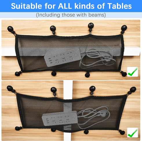 Cable Management Net Under Desk Kit, ZZM Privacy Mesh Cable Manager Flexible Under Desk Wire Net Large Capacity Cord Organizer Net for Office,Stan...