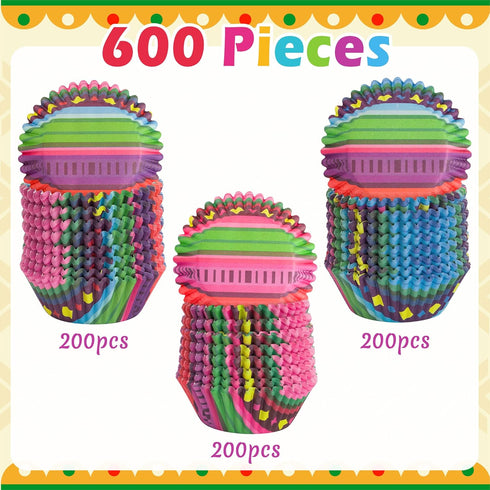 Mexican Cupcakes Muffin Liners - 600pcs Large Cupcake Paper Liners, Mexico Fiesta Cinco De Mayo Baking Cups Case Cupcake Wrappers, Cake Chocolate ...