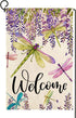Baccessor Summer Spring Flower Garden Flag Wisteria Dragonfly Floral Welcome Small Yard Flag Burlap Double Sided Vertical Seasonal Farmhouse Weddi...