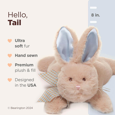 Bearington Collection Baby Bunny Tail Plush Stuffed Animal Bunny with Rattle, 8 inches...