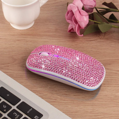 Bluetooth Mouse,Bling Dazzling 2.4GHz Rechargeable Wireless Mouse Slim Mouse with USB Receiver, Compatible with Notebook, PC, Laptop, Computer, Ma...