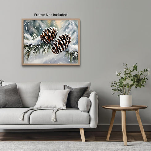 Posterizer 1 pcs-pinecones in snowey winter nature 2-Landscape & Nature Art-GIft for Men Women Teens-Living Room Bedroom Decor- unframed wall art...