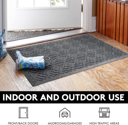 MATALL Front Door Mat 2 Pack Indoor and Outdoor Welcome Mat, Absorbent and Drain Away Water Heavy Duty Entryway Doormat for Front Back Doors, Laun...