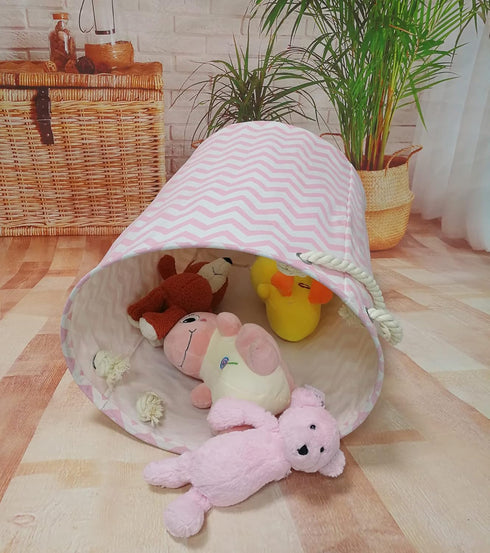 Round Laundry Basket, Waterproof Canvas Large Clothes Basket Laundry Hamper with Handles,Cute Cartoon Kids Nursery Hamper for Girls Room,Toy Stora...