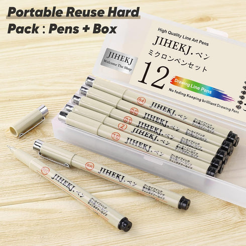 Drawing Pens 12-Pack, Art Pens Anime Pens Sketch Pens Precision Multiliner Pens ink Pens Calligraphy Pens Design Pens Office School Supplies Drawi...